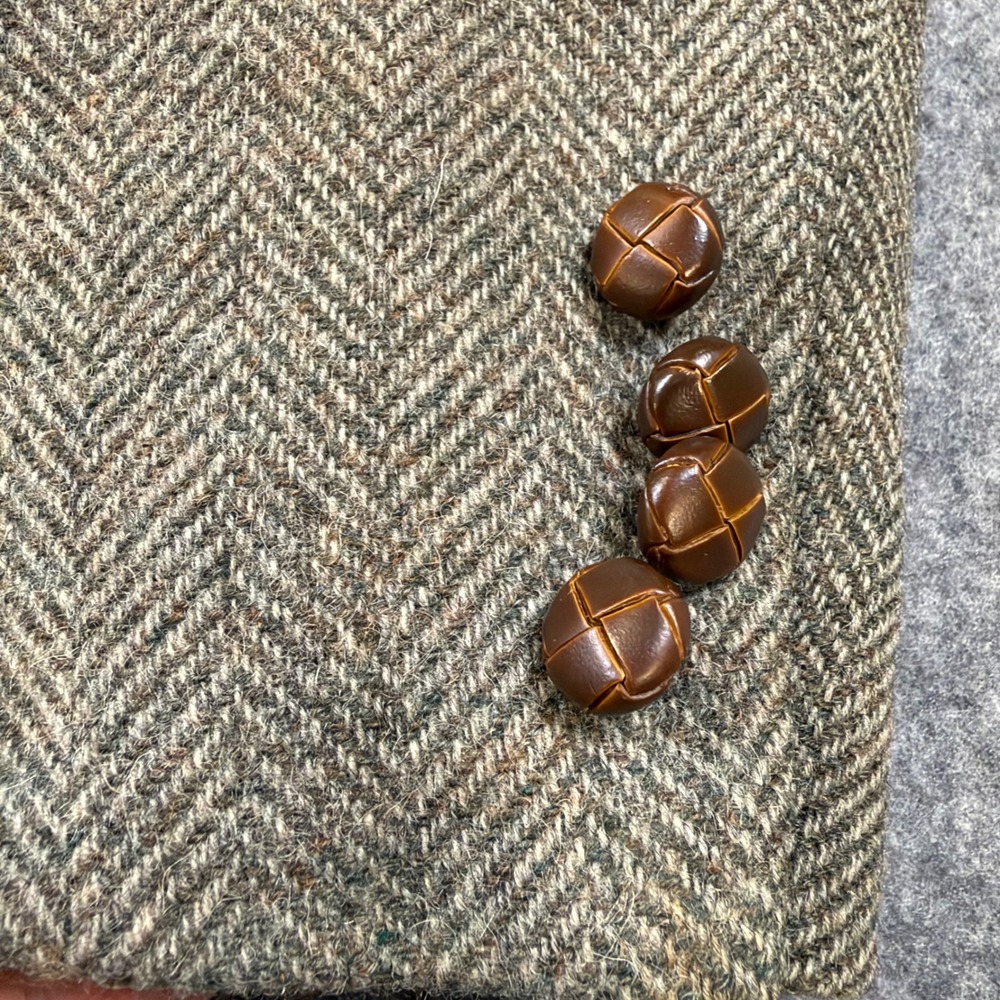 Cricketeer Porteous Mens 40R Wool Herringbone Blazer Brown Grey Sport Coat VTG - Picture 2 of 10